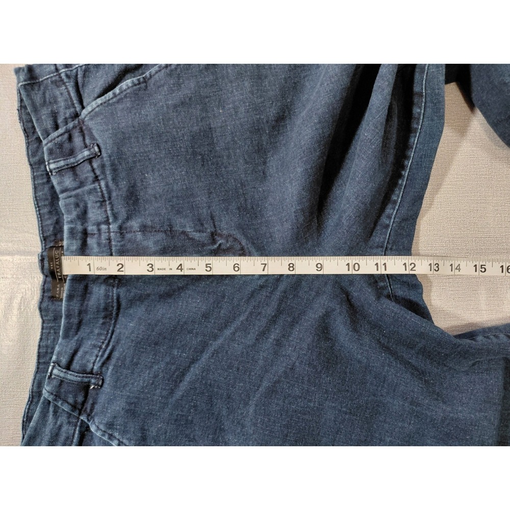 Zara Trafaluc Cropped Wide Leg Jeans Women's Sz 10 High Waisted Dark Wash Denim - Picture 8 of 11